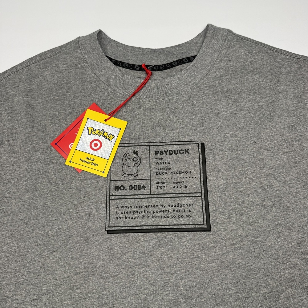 Pokemon Psyduck Shirt Mens Large Gray Pokedex Graphic T-Shirt Tee Target Anime